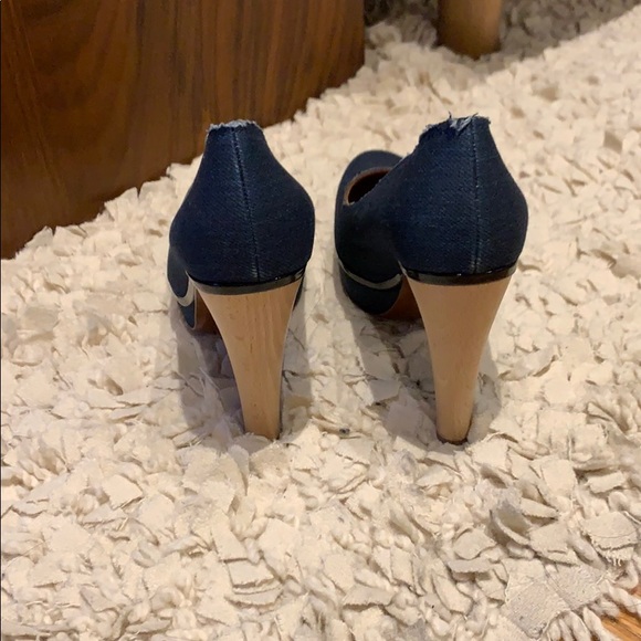 Lanvin Denim Pump wooden heel with platform - Picture 3 of 6